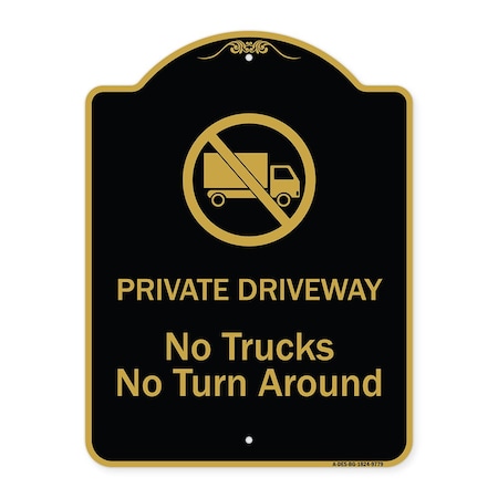 Signmission Designer Series-Private Driveway. No Trucks No Turnaround, 24" x 18", BG-1824-9779 A-DES-BG-1824-9779